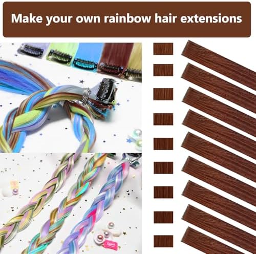 Colored Hair Extensions Clip in Synthetic Coffee Hairpieces 14 PCS - Image 2