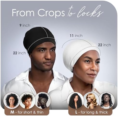 Silk Satin Hair Bonnet for Sleeping - Black Women & Men's Sleep Cap - Image 6