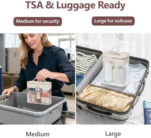 PACKISM Clear Makeup Bag for Travel - TSA Approved Toiletry Bag, 2 Beige - Image 2