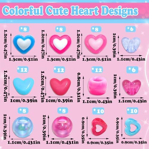 NAISKA 108PCS Hot Pink Blue Hair Beads 12 Styles Box Beads for Hair Heart Dreadlock Jewelry Iridescent Braids Bead Loc Jewelry Cute Hair Accessories for Kids Girls - Image 4