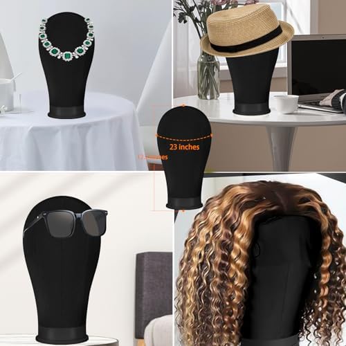 63In Wig Stand Tripod with 22In Head, Mannequin Head for Wig Making Display - Image 5