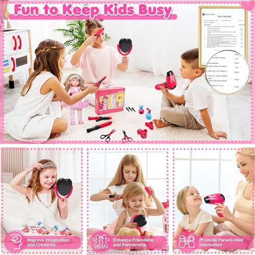 Kids Toys for Girls, Pretend Play Hair Salon Set for Little Girl - Image 4