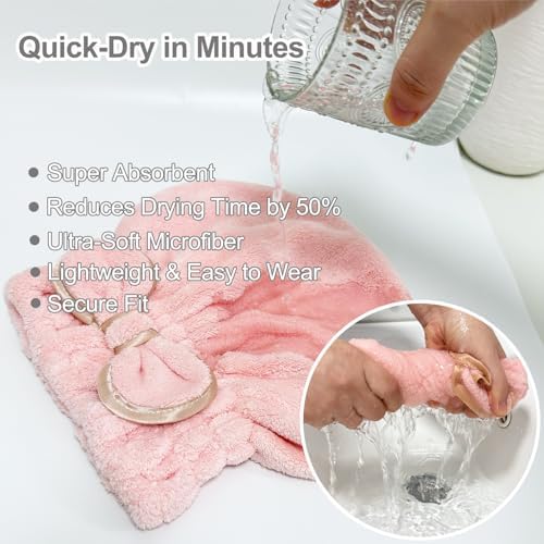 Jseng 3Packs Microfiber Hair Towel for Women - Quick-Drying, Super Absorbent Hair Wrap with Bow Design, Soft Hair Towel Turban for Curly Long Wet Hair - Image 4