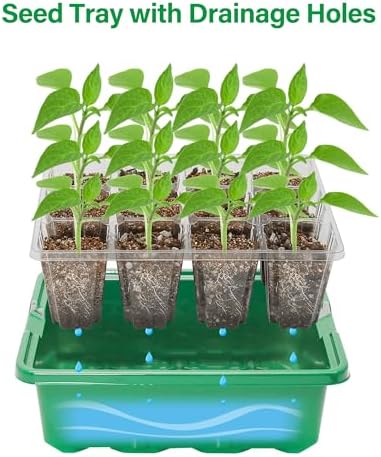 Bonviee Seed Starter Trays with 12-LED Grow Lights, Green, 5 Pack - Image 6