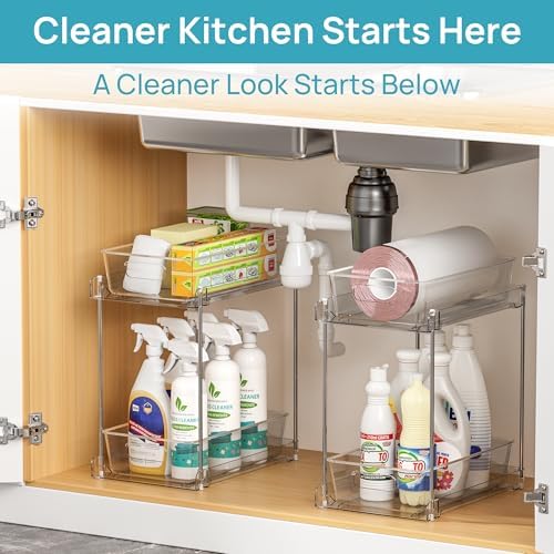 Vtopmart 2 Pack Taller Pull Out Bathroom Under Sink Organizer (S-Higher) - Image 6