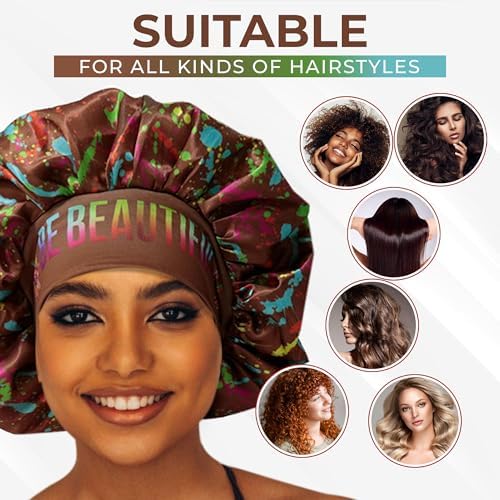Discover reversible premium double layer silk satin sleeping bonnets designed for hair protection, moisture retention, and all-night comfort. Keep your hair healthy and frizz-free-brown - Image 6