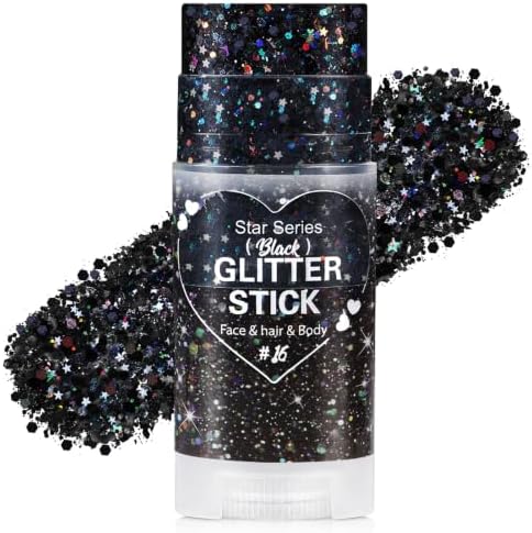 Go Ho Black Glitter Stick,Halloween Hair Face Body Shimmer for Women Kids by GoHo