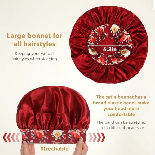 16 Pcs Satin Bonnet for Sleeping, Sleep Bonnets for Women Curly Hair - Image 2