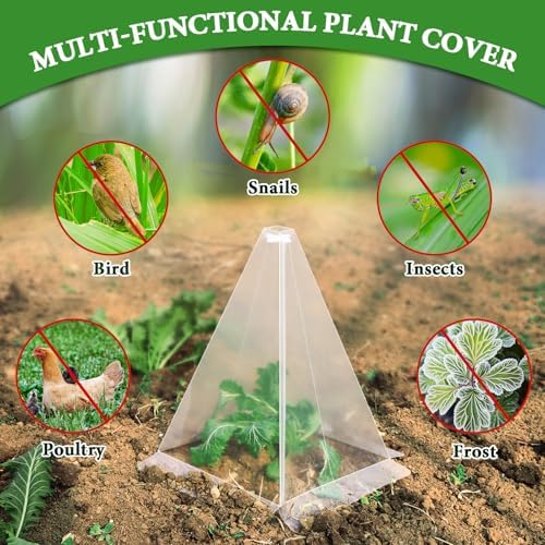 Reusable Plastic Garden Cloches, 7.8" x 11" Mini Greenhouse, 1.2mm Thick Clear Bell Covers with Metal Stakes Against Sun, Frost, Snails, Plant Protector (20pcs-Clear) - Image 4