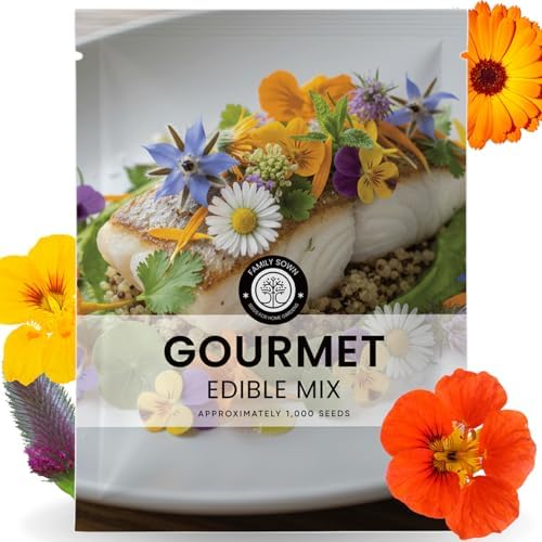 Gourmet Edible Mix – 1,000 Premium Seeds for Planting – Fresh Culinary Flowers & Herbs – 2026 Season – 5 Gram Pouch by FamilySown