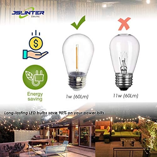 Jslinter 16-Pack S14 Outdoor String Light Bulbs for Patio Lights, 2200K, 1W - Image 4
