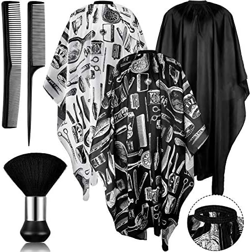 SATINIOR 6 Pcs Hair Cutting Barber Capes with Neck Duster Brush & Combs by SATINIOR