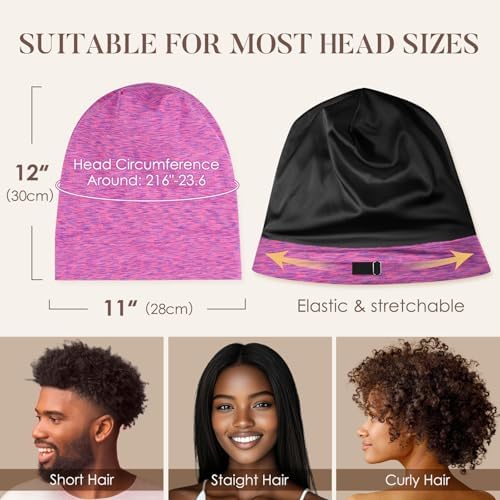LULUSILK 100% Mulberry Silk Bonnet for Sleeping Women and Men, Hot Pink - Image 5