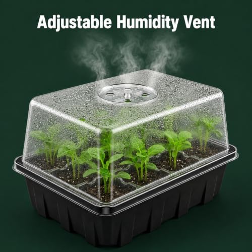 Gardzen 10 Pack Push-Up Seed Starting Tray, Pop Up Plant Germination Trays, Seed Starter Kit with Adjustable Humidity Vented Dome, 6.6" x 4.5", Total 120-Cell, Clear - Image 5