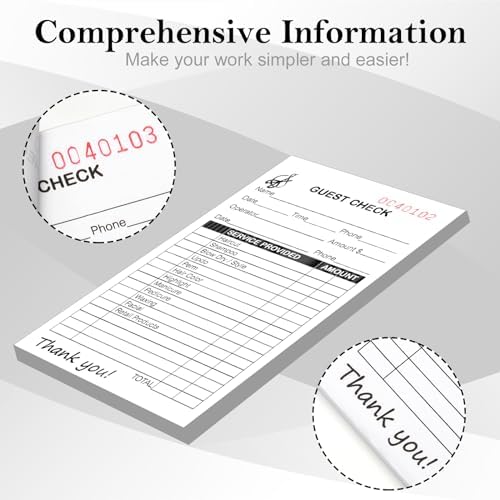 12 Pack Salon Check Pad Guest Checks Books 2.99×5 inch Server Note Pads Waiter Checkbook Beauty Salon Receipt Ticket Book Barbershop Supplies 100 Sheets for Salon Barber Shop - Image 4