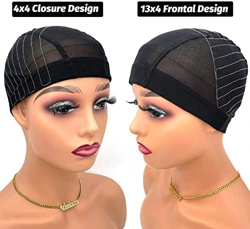 Wig Cap with Guideline Map for Wig Making, Stretchable Mesh Dome Caps with 1 Elastic Band and 4 Wig Combs for Beginners Sewing Wig (Small: 19"-20", 4 * 4 Closure) - Image 5