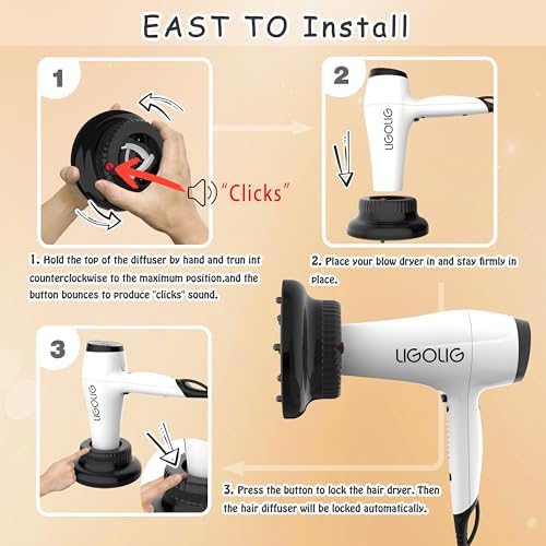 Universal Portable Blow Dryer Diffuser for Curly and Natural Wavy Hair, Hair Dryer Diffuser for Curly and Natural Wavy Hair (Black&Blue) - Image 5