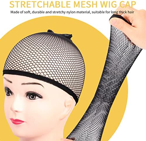 Fandamei Wig Caps, 4PCS Wig Caps Mesh Net Open End, Black Wig Cap for women, Nylon Mesh Wig Cap Net Strength Black - Image 3