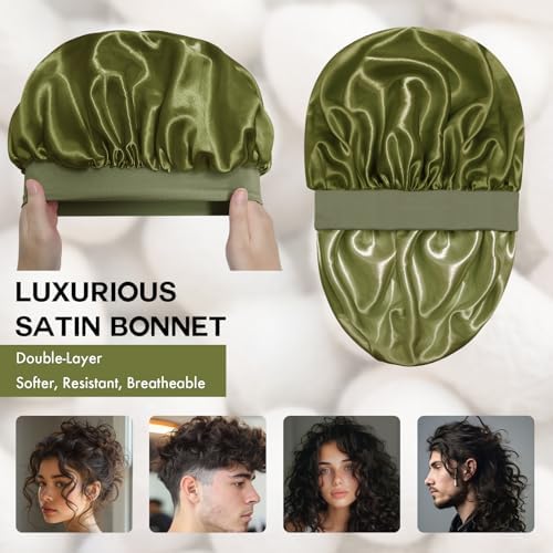 Satin Silk Bonnet for Hair, Double Layer Sleep Cap for Men & Women - Image 2