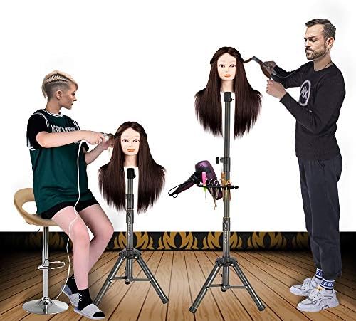 ZQIAN BEAUTY 55 Inch Heavy-duty Wig Head Stand, Adjustable Metal Mannequin Head Stand Tripod For Hairdressing Training Head, Wig Stand Tripod with Tool Tray (Black, Mannequin Head Not Included) - Image 2