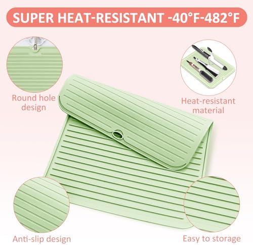 Large Heat Resistant Silicone Mat for Hair Styling Tools - Portable Cover for Curling Irons, Flat Irons and Hair Straighteners - Image 6