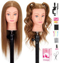 100% Human Hair 22-24" Mannequin Head for Styling with Clamp & Tools by YODIDI
