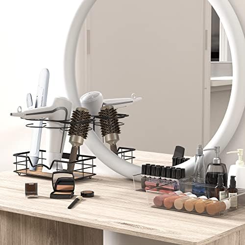Simple Houseware Countertop Hair Tools Organizer, Walnut - Image 4