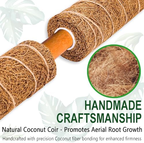 Soupiar 4 Pack 22 Inch Stackable Moss Pole - Thick & Sturdy Natural Coir Totem Plant Support & Garden Stakes for Monstera & Pothos, Indoor Climbing Vining Houseplants, 70" H Max - Image 4