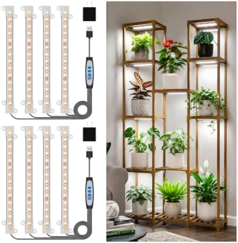 8in Grow Light Strip for Indoor Plants, Full Spectrum 4-Bar 2 Pack by Wiaxulay