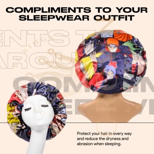 Silky Design Bonnet with Elastic Soft Band, Hair Braid Adjustable Women and Men Bonnets for Sleeping, Comfortable Satin Fabric Bonnet (Akat Group) - Image 4