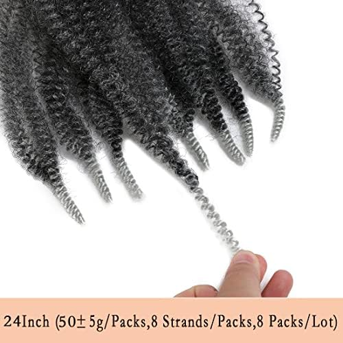 8 Packs T gray Pre-Separated Springy Afro Twist Hair Synthetic Marley Twist Braiding Hair for Black Women (T gray, 24 Inch (Pack of 8)) - Image 6