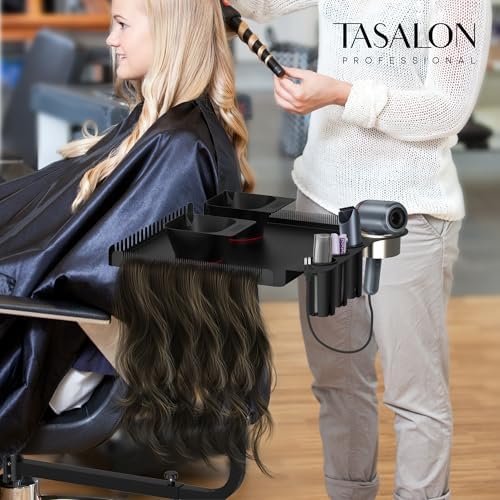 Tasalon Salon Hairstylist Tray, Metal Hair Extension Holder for Styling, Chair Mounted Hair Tray with 2 Magnetic Hair Dye Bowls, Professional Hair Color Tray for Hairstylist Station, Black - Image 7