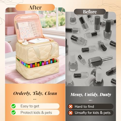 YOREPEK 2 Layer Nail Polish Organizer Case for 42+ Bottles (15ml/0.5 fl.oz) - Image 6