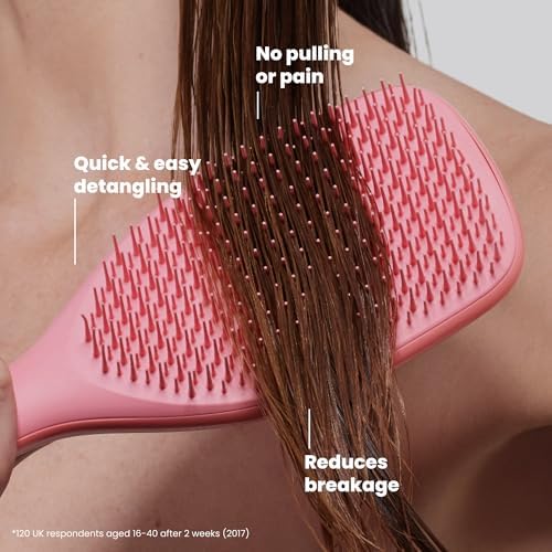 Tangle Teezer Large Ultimate Detangler Brush, Straight to Wavy, Salmon Pink - Image 4