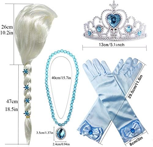 Princess Wig Braid with Tiara Necklace Gloves Princess Dress Up Costume Halloween Cosplay Accessories for Kids Girls - Image 4