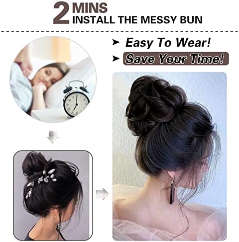 HMD 5 Pieces Messy Hair Bun Hairpiece Tousled Updo for Women - Image 3