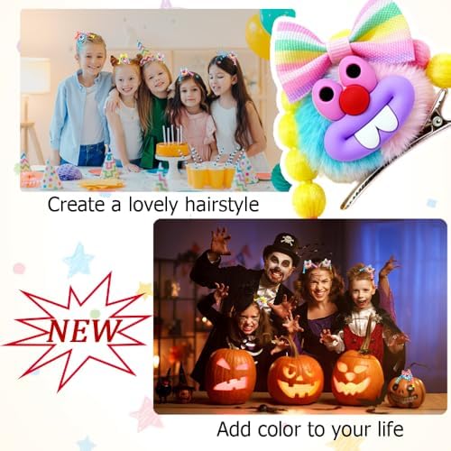 MIUPOO Fluffy Pom Poms Hair Clips,Crazy Hair Day Accessories for Girls,Quirky Little Monster Barrettes,Plush Duckbill Hairpins Hair Barrettes,Party Modeling Hair Accessories,5 Pieces. - Image 6