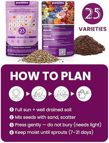 Bee & Butterfly BFF Wildflower Seed Mix – 25 Heirloom Varieties Annual + Perennial, 10,000+ Seeds (40g) Covers 100-120 sq.ft. – High Germination for Outdoor Pollinator Garden - Image 5