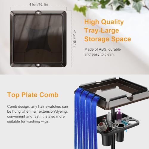 Salon Tray Cart with Extra Storage Space, Salon Rolling Tray, Adjustable Height Salon Tray on Wheels, Removable Hair Extension Tool Tray for Hairdressers, Color Tray for Salon Home Use - Image 5