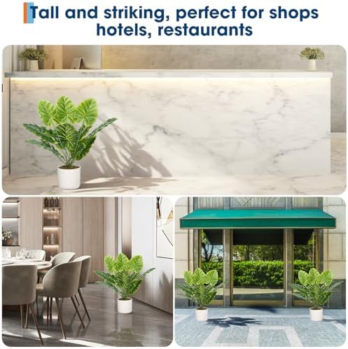 Set of 2 Indoor Artificial Fiddle Leaf Fig Trees – Realistic Green Faux Plants in Pots, Tall Decorative Fake Plant for Home or Office, Low Maintenance, 17.7 Inch Display-Ready - Image 5