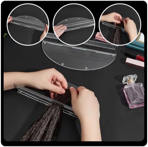 NBEADS 2 Sets Hair Extension Holder, Acrylic Hair Extensions Stand Organizer Hair Hanger Tool for Washing, Coloring, Styling, Blow-Drying of Weft, Clip-In, Clear, 9.9x3.5x2 Inch - Image 3
