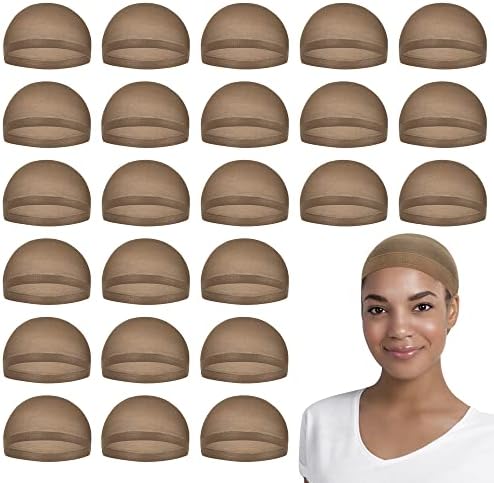 Stocking Wig Cap, Stretchy Nylon Hair Cap for Wig, Brown 24 PCS by MYKURS