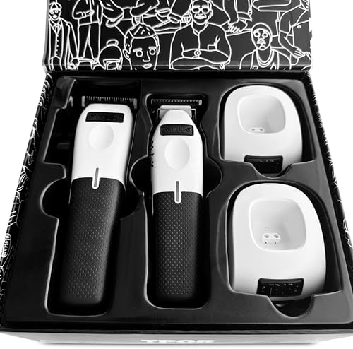 TPOB Play Barber Hair Clippers & Trimmer for Men 7500 RPM with Rubber Grips (White 2 Set) - Image 4