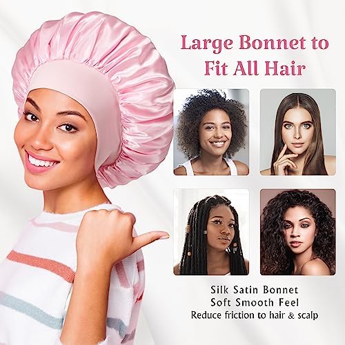 2pcs Satin Silk Hair Bonnet for Sleeping, Sleep Bonnets for Women - Image 4