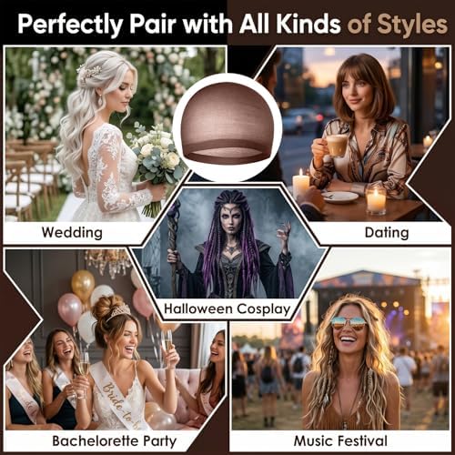 MEEZY 24 Pcs Brown Wig Caps for Women, Non-Slip Stocking Cap for Lace Front Wig, Funny Party Cosplay Hair Cap Closed-End Hair Nets for Bachelorette Party Halloween Costume Birthday Wedding - Image 6