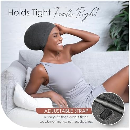 Silk Satin Hair Bonnet for Sleeping - Black Women & Men's Sleep Cap - Image 3