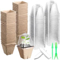 120 Pcs 2.36" Nursery Pots with 30 Humidity Dome and 30 Labels, Square by Baderke