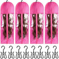 4-in-1 Wig Storage Solution - Extra Long Wig Hanger & Bags (31.5 Inch, Rose Red) by WXJ13