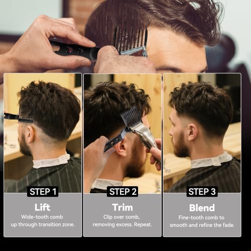Blend Friend Fade Comb Set 3PC Self Hair Cutting Tools for Men & Boys Black - Image 4