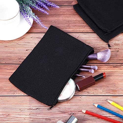 meekoo 16 Pcs Blank Canvas Zipper Pouch Pencil Bag Bulk, S, Black - Image 5